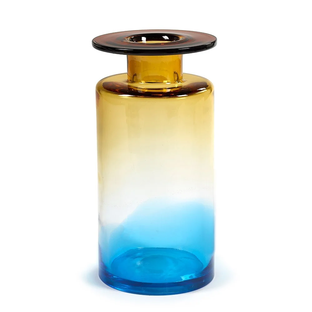 Vaso Wind & Fire blu e ambra H40 cm