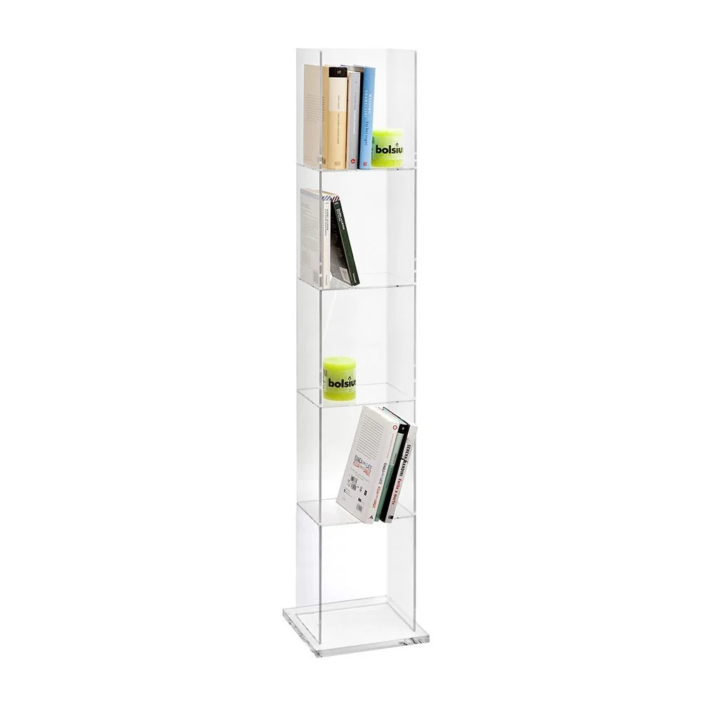 Vesta Book Tower libreria verticale in plexiglass con 5 ripiani