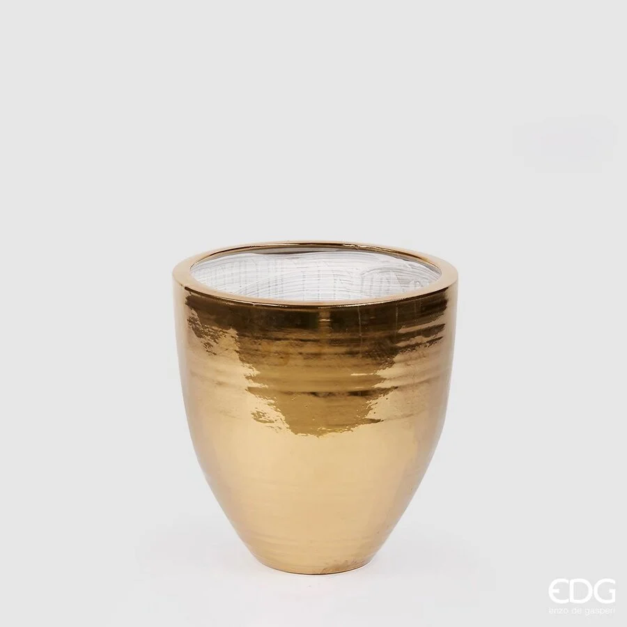 EDG Enzo De Gasperi Vaso Fenice Svasato H 45 Cm D 43 Cm Placcato Oro Waterproof