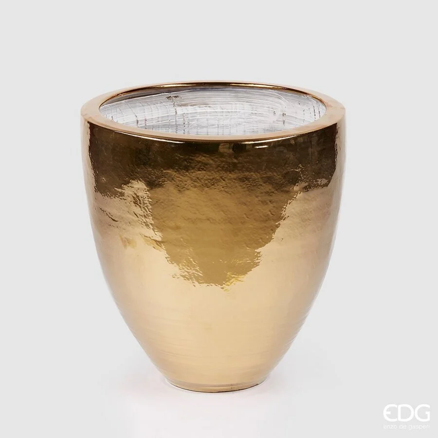 EDG Enzo De Gasperi Vaso Fenice Svasato H 60 Cm D 57 Cm Placcato Oro Waterproof