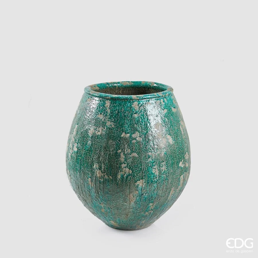 EDG Enzo De Gasperi Vaso Fenice Bombato H 51 Cm D 46 Cm Green Waterproof