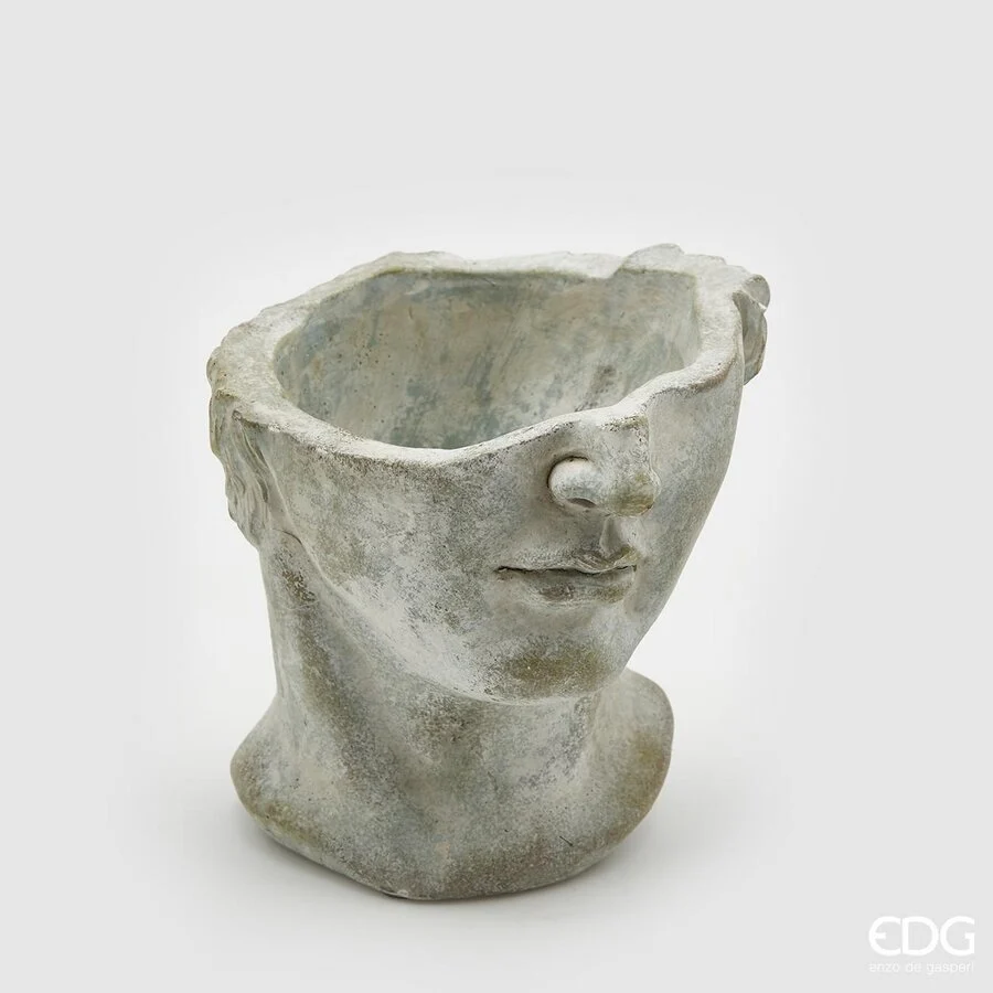 EDG Enzo De Gasperi Vaso Cemento Semitesta H 18 Cm L 20 Cm L 18 Cm Light Grey Waterproof