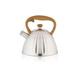 BOLLITORE CON FISCHIO ACCIAIO MANICO LEGNO 3 LT