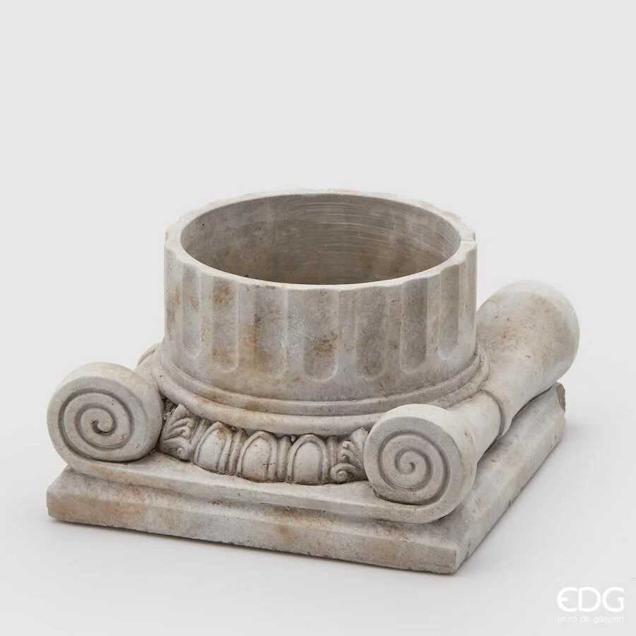 EDG Enzo De Gasperi Vaso in Cemento Capitello H 13,5 Cm L 24 Cm L 23 Cm Grey Waterproof