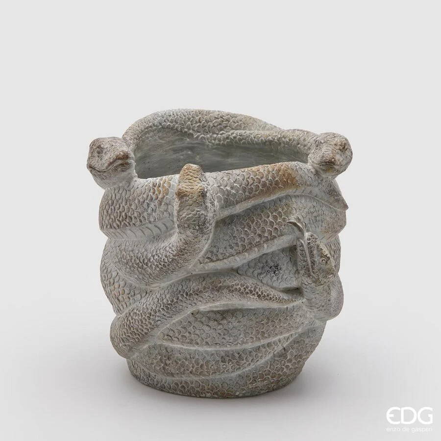 EDG Enzo De Gasperi Vaso Cemento Snake H 26 Cm D 26 Cm Grey Waterproof