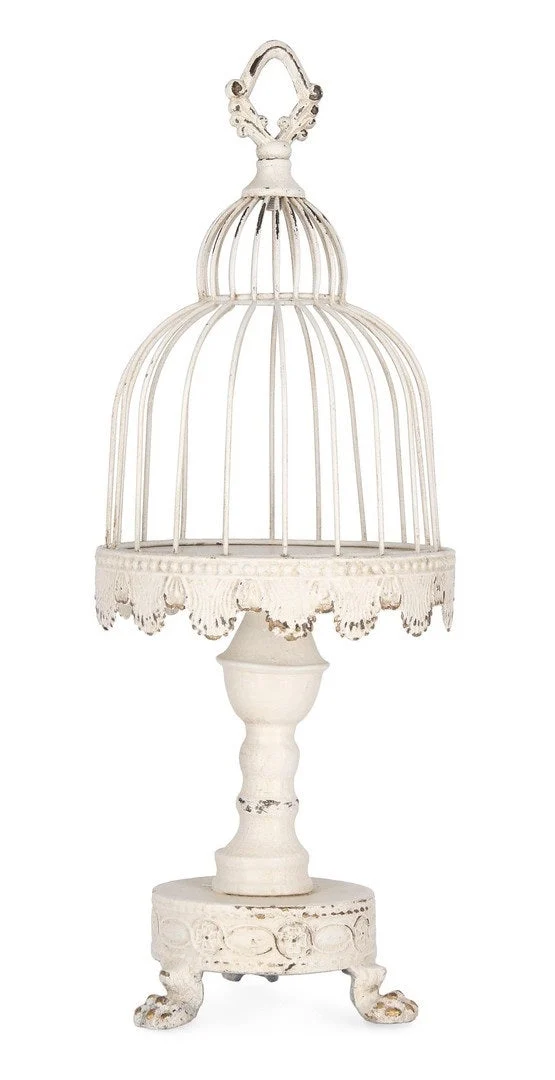 Bizzotto Alzata Minerva con Gabbia H 58 Cm Bianco