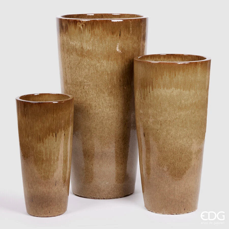 EDG Enzo De Gasperi Set 3 Pz Vaso Glaze H 100 Cm H 80 Cm H 60 Cm Sand