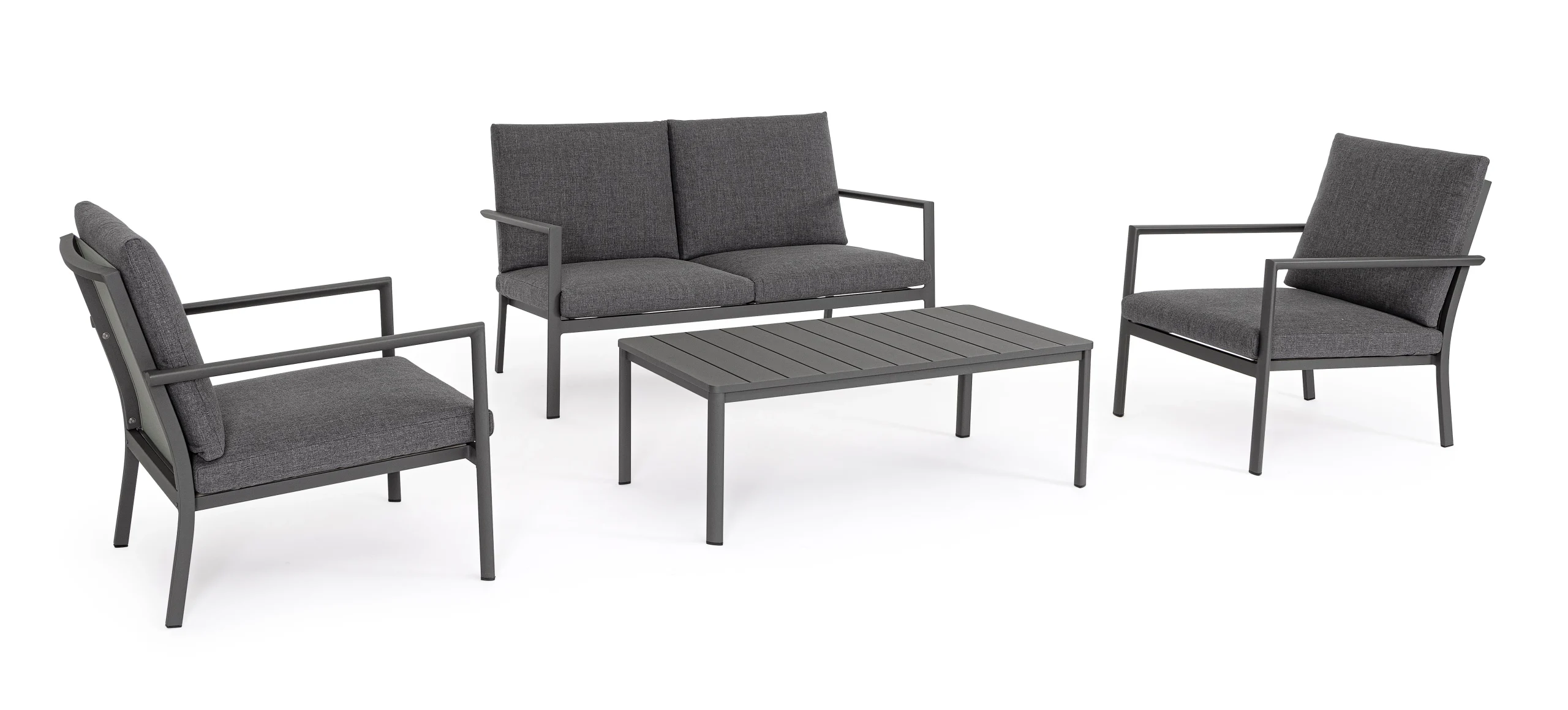 Bizzotto Konnor Set Salotto Antracite Alluminio Textilene 4 Pezzi