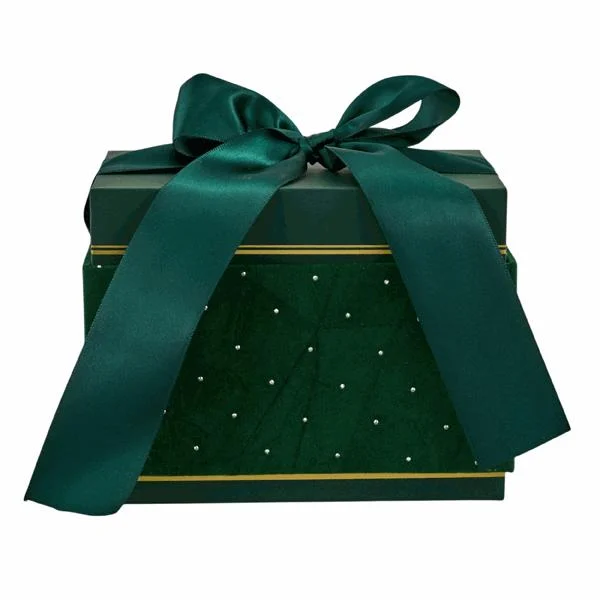 L'Arcolaio Scatola Natalizia Rettangolare in Velluto Piccola Velvet Verde 16,3x10,6x12,1 cm