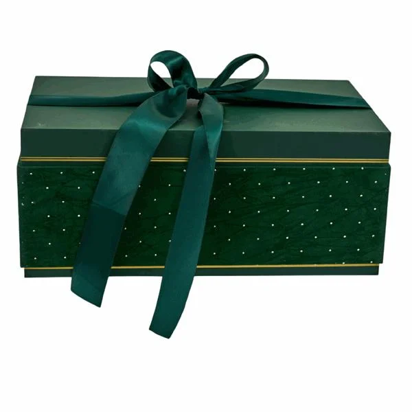 L'Arcolaio Scatola Natalizia Rettangolare in Velluto Grande Velvet Verde 33,6x20,7x14,1 cm