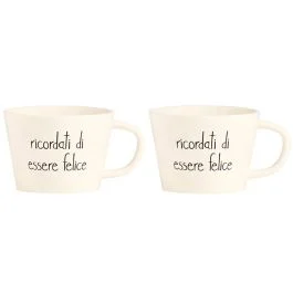 SET 2 TAZZE COLAZIONE RICORDATI DI ESSERE FELICE