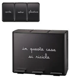 PATTUMIERA IN QUESTA CASA SI RICICLA NERA 3X15L