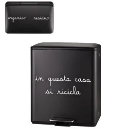 PATTUMIERA IN QUESTA CASA SI RICICLA NERA 15+25L