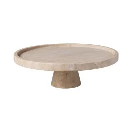 MANUFACTURE TRAVERTINE PIATTO DA PORTATA CON PIEDE 280X280X100 MM
