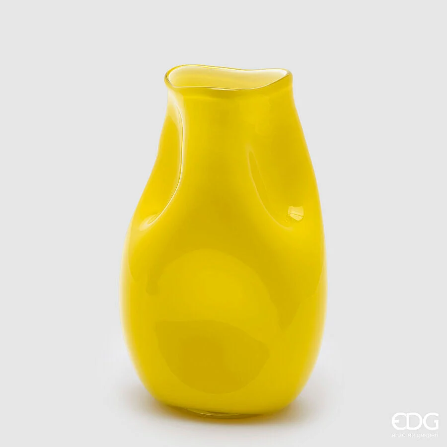 EDG Enzo De Gasperi Vaso Ammaccato H 29 Cm D 18 / 8 Cm Vetro Yellow