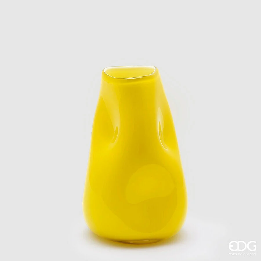 EDG Enzo De Gasperi Vaso Ammaccato H 23 Cm D 15 / 7 Cm Vetro Yellow