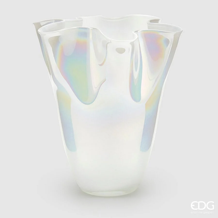 EDG Enzo De Gasperi Vaso Drappo H 31 Cm D 27 Cm Bianco Perlato