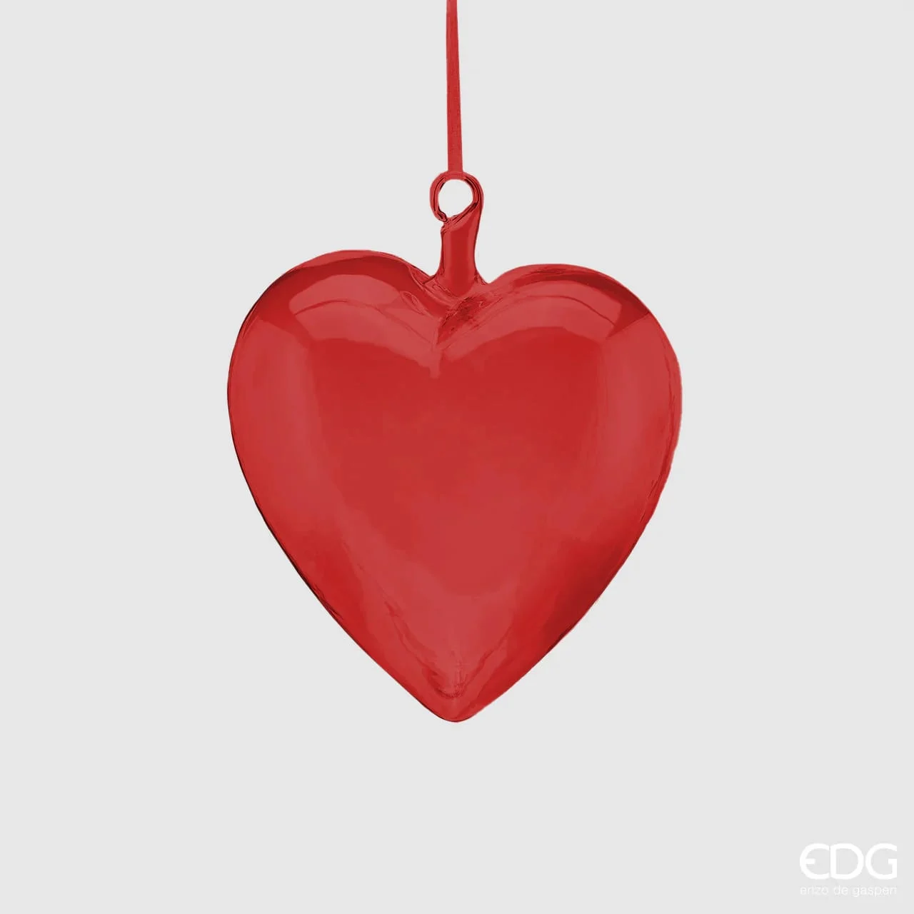 EDG Enzo De Gasperi Decorazione Cuore Vetro Soffiato D 14 Cm Red
