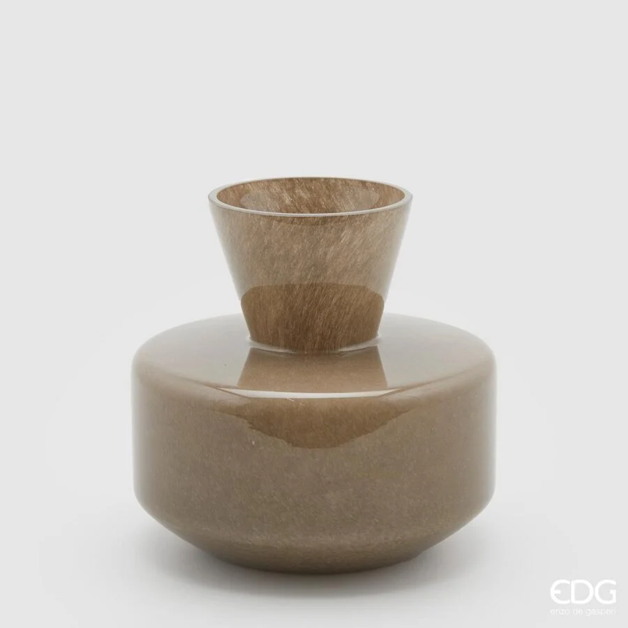 EDG Enzo De Gasperi Vaso Rotondo con Collo H 20 Cm D 21 Cm Waterproof Hazelnut