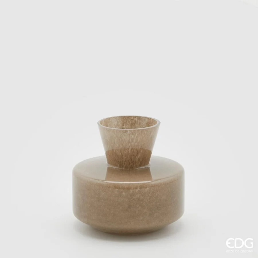 EDG Enzo De Gasperi Vaso Rotondo con Collo H 15 Cm D 16 Cm Waterproof Hazelnut