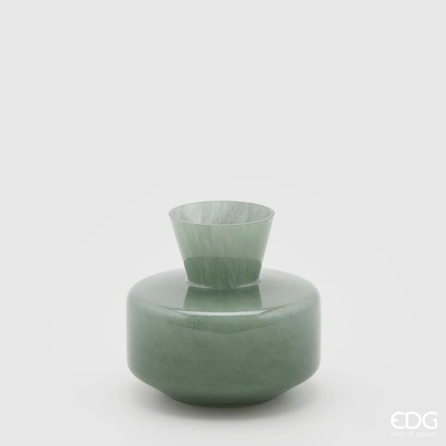 EDG Enzo De Gasperi Vaso Rotondo con Collo H 15 Cm D 16 Cm Waterproof Light Green