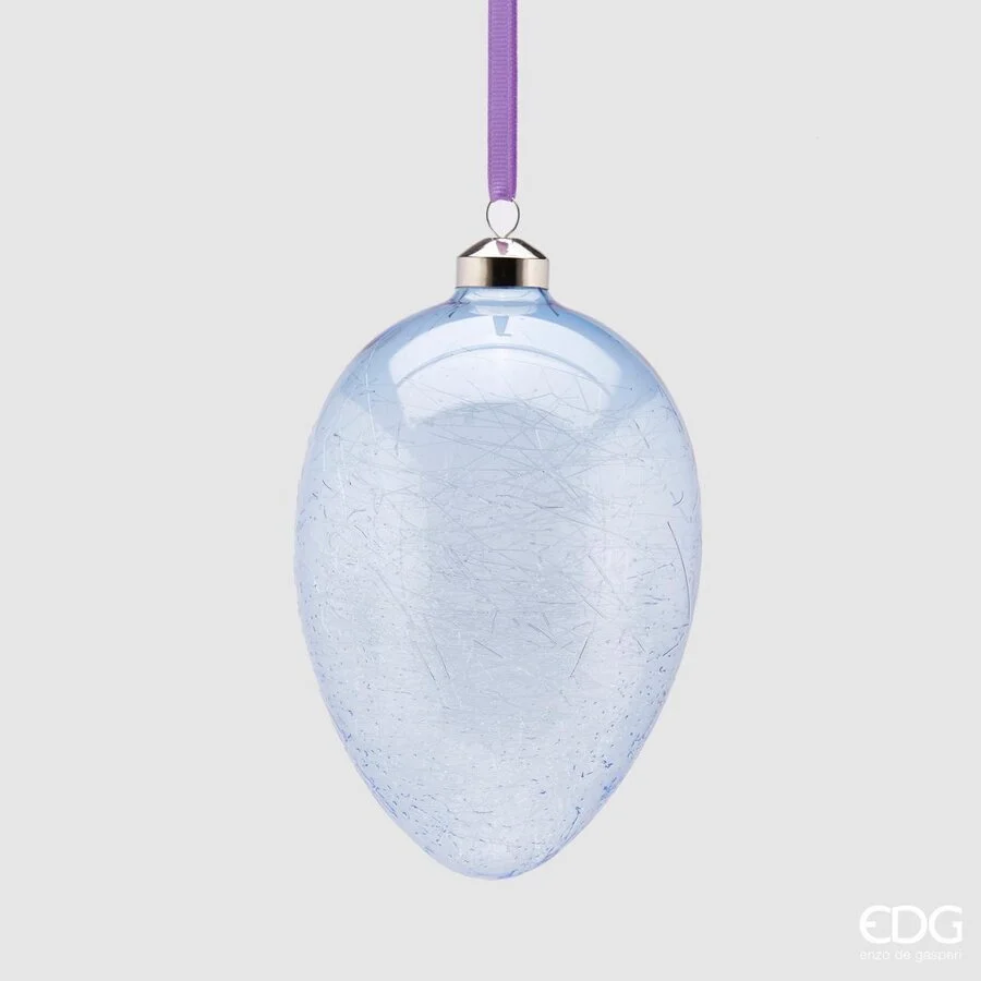 EDG Enzo De Gasperi Decorazione Uovo Vetro H 13,5 Cm D 9,5 Cm Lavanda