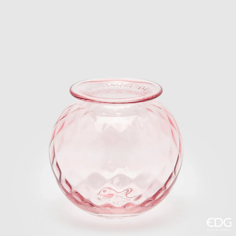 EDG Enzo De Gasperi Vaso Opium Vetro H 19 Cm D 20 Cm Pink