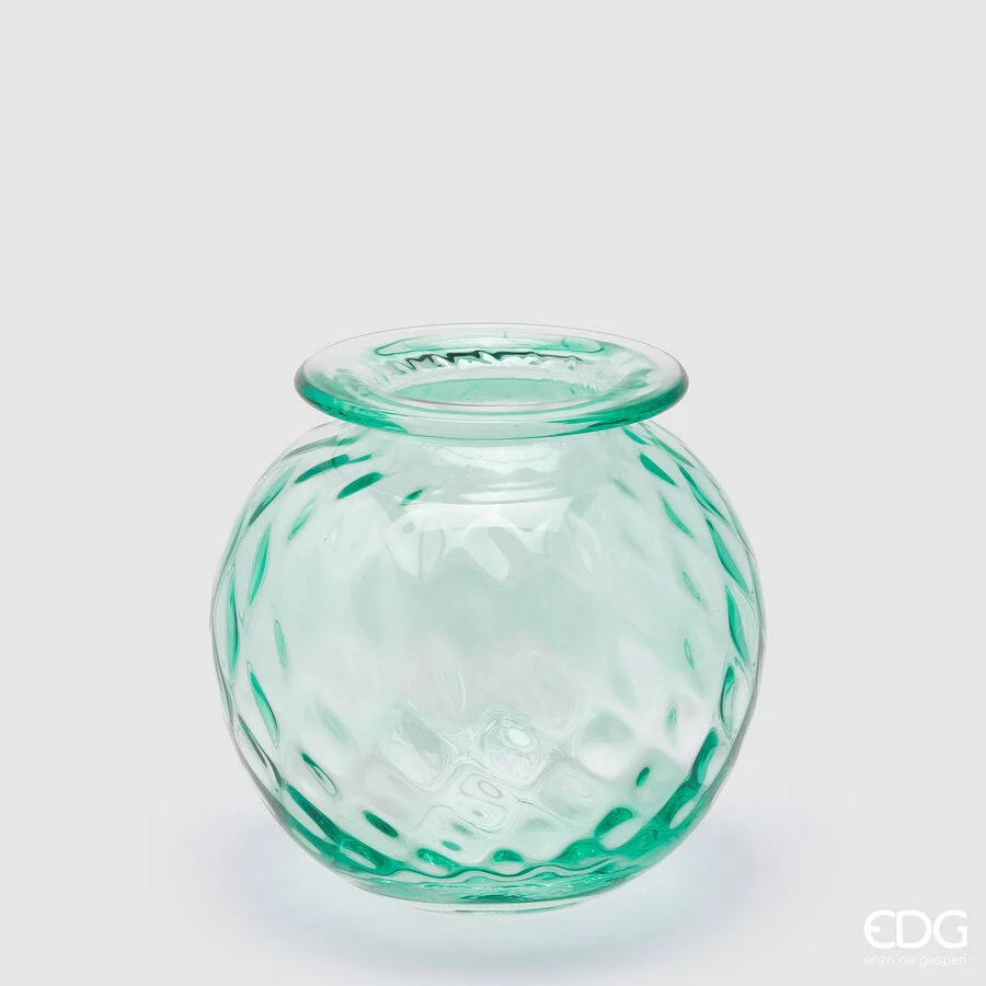 EDG Enzo De Gasperi Vaso Opium Vetro H 19 Cm D 20 Cm Turquoise