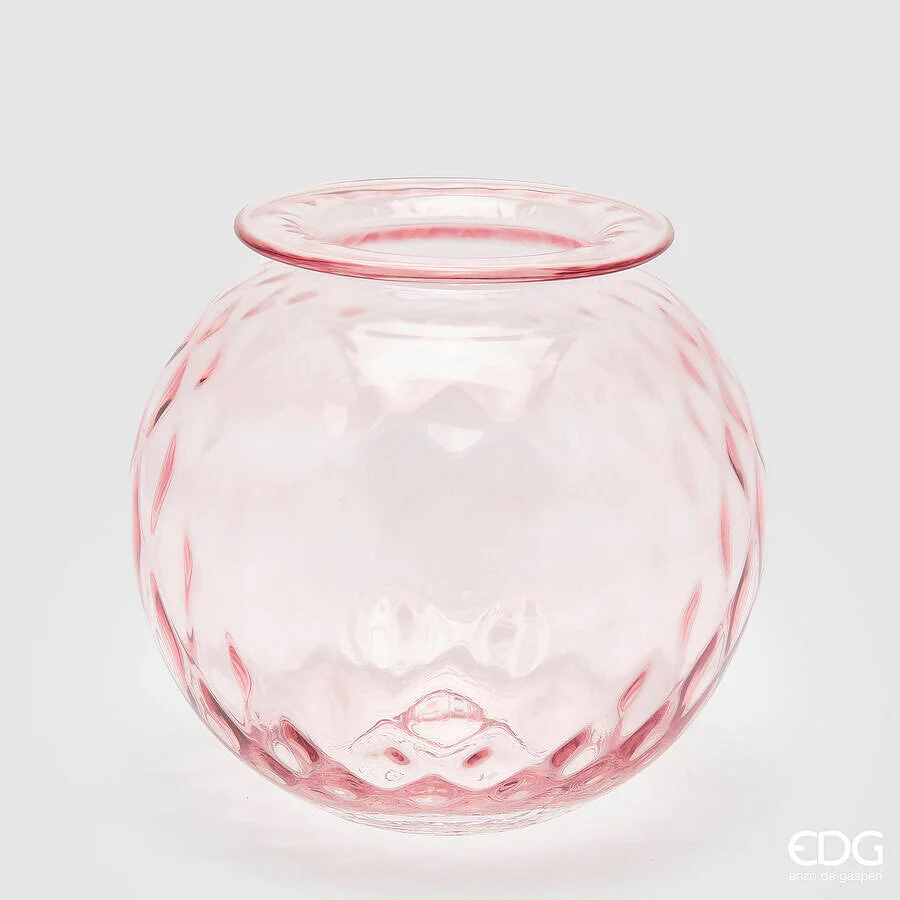 EDG Enzo De Gasperi Vaso Opium Vetro H 24 Cm D 25 Cm Pink