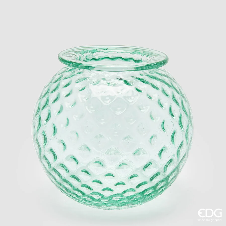 EDG Enzo De Gasperi Vaso Opium Vetro H 24 Cm D 25 Cm Turquoise