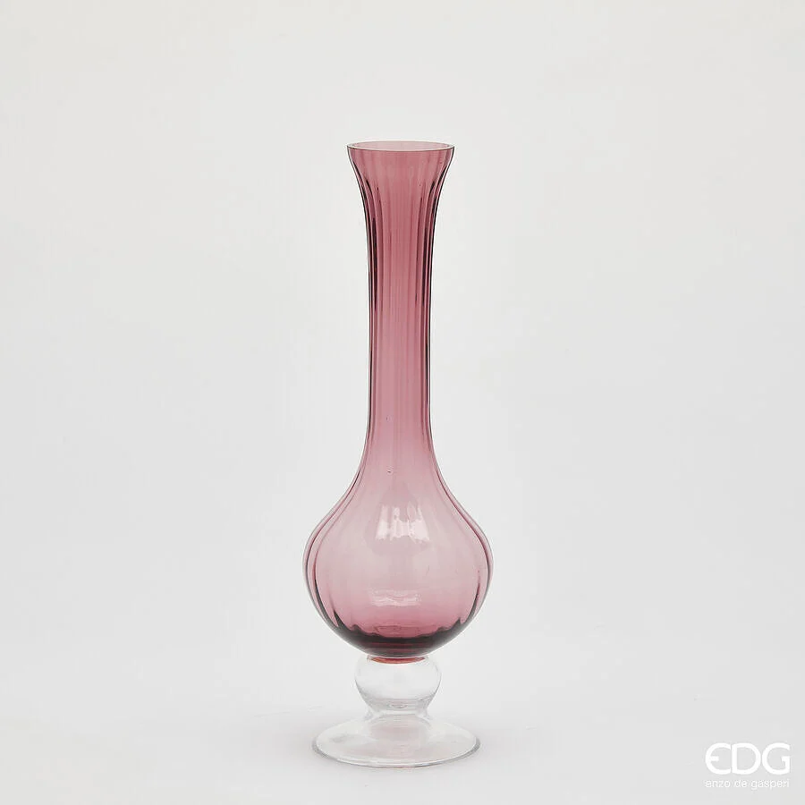 EDG Enzo De Gasperi Vaso Collolungo Righe H 40 Cm D 13 Cm Scatola Regalo Antique Pink