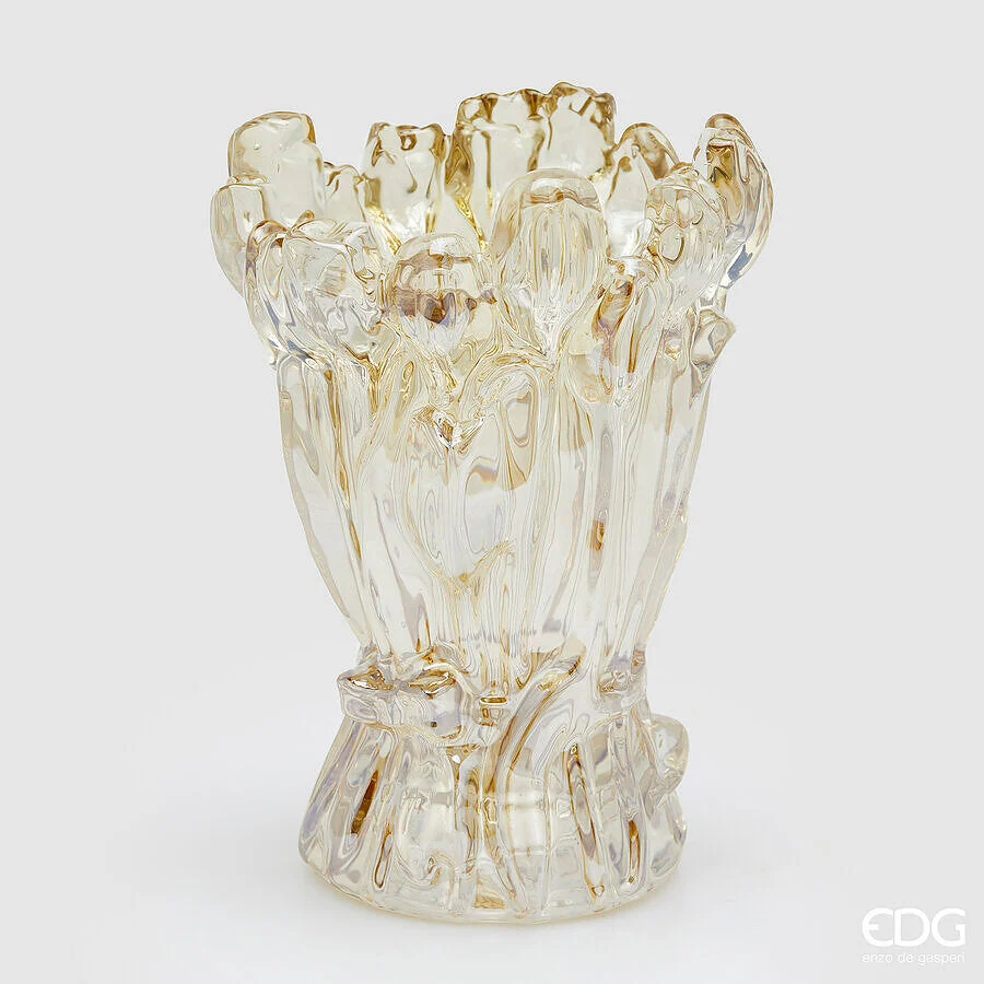 EDG Enzo De Gasperi Vaso Tulipano H 30 Cm D 22 Cm Vetro Scatola Bianca Yellow
