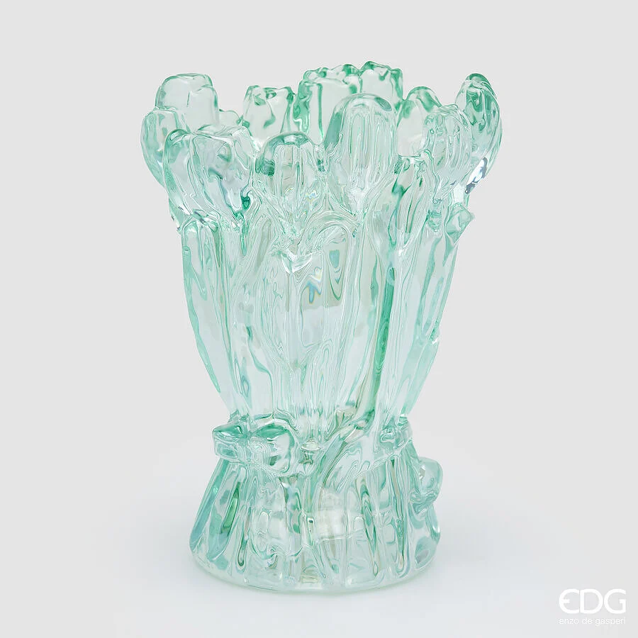 EDG Enzo De Gasperi Vaso Tulipano H 30 Cm D 22 Cm Vetro Scatola Bianca Green