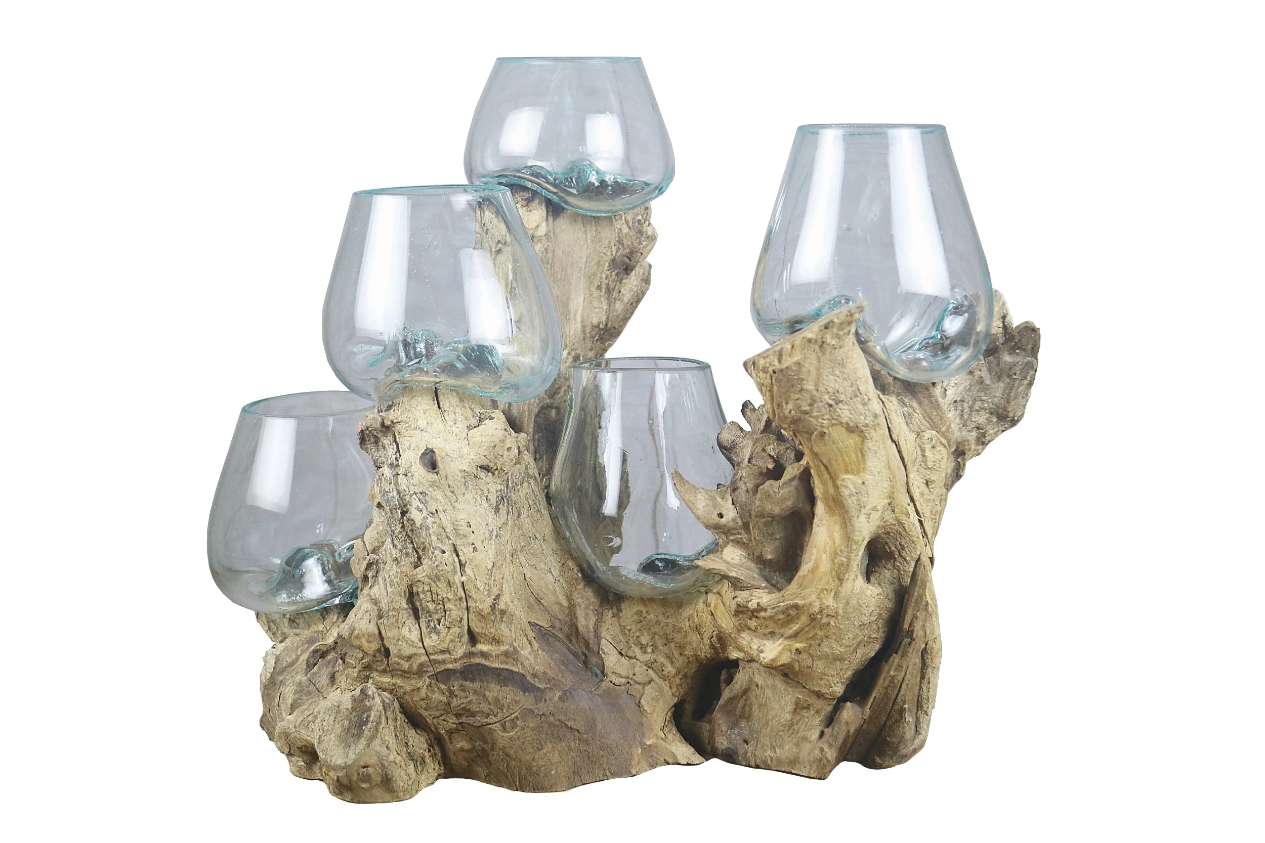 Ad Trend Radice Legno Naturale con 5 Vasi H 50 x 45 x 25 Cm Celeste