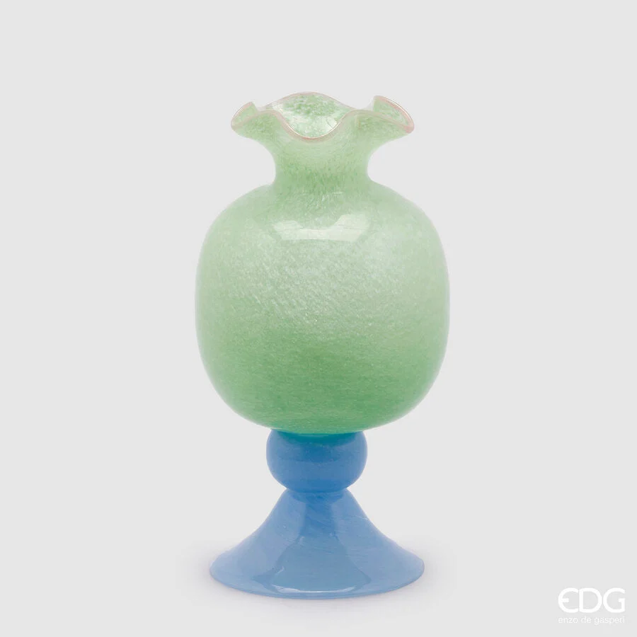 EDG Enzo De Gasperi Vaso Tulipano con Piede H 36 Cm D 20 Cm Light Green