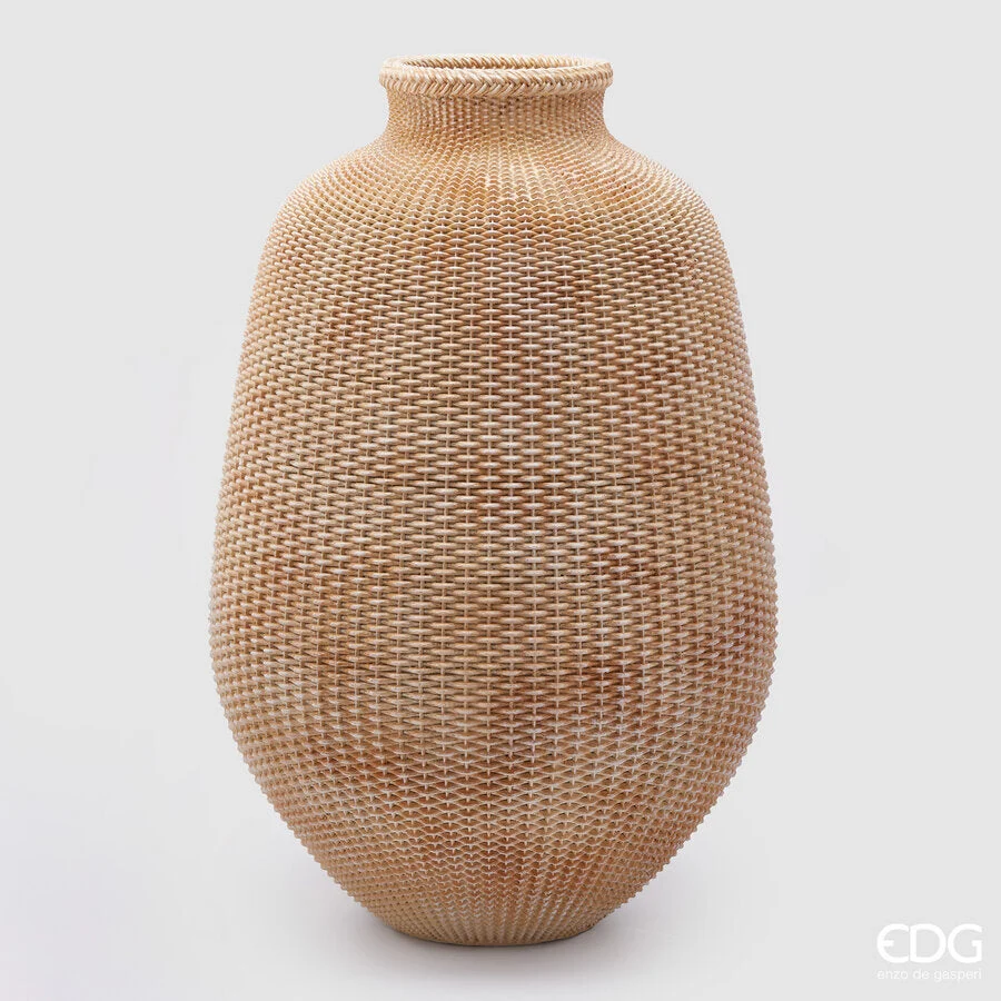 EDG Enzo De Gasperi Vaso Intreccio H 78 Cm D 51 Cm Hazelnut Waterproof Poliresina