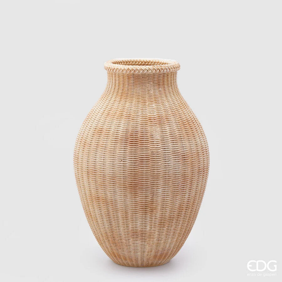 EDG Enzo De Gasperi Vaso Intreccio H 67 Cm D 44,5 Cm Hazelnut Waterproof Poliresina