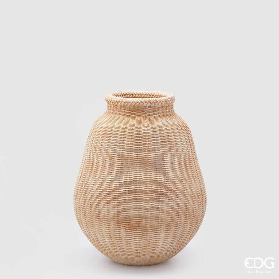 EDG Enzo De Gasperi Vaso Intreccio H 56 Cm D 44,5 Cm Hazelnut Waterproof Poliresina