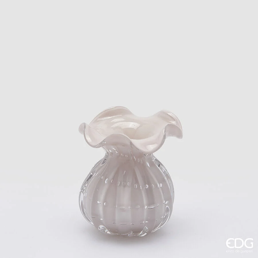 EDG Enzo De Gasperi Vaso Sacchetto H 12 Cm D 10 Cm Vetro Mauve