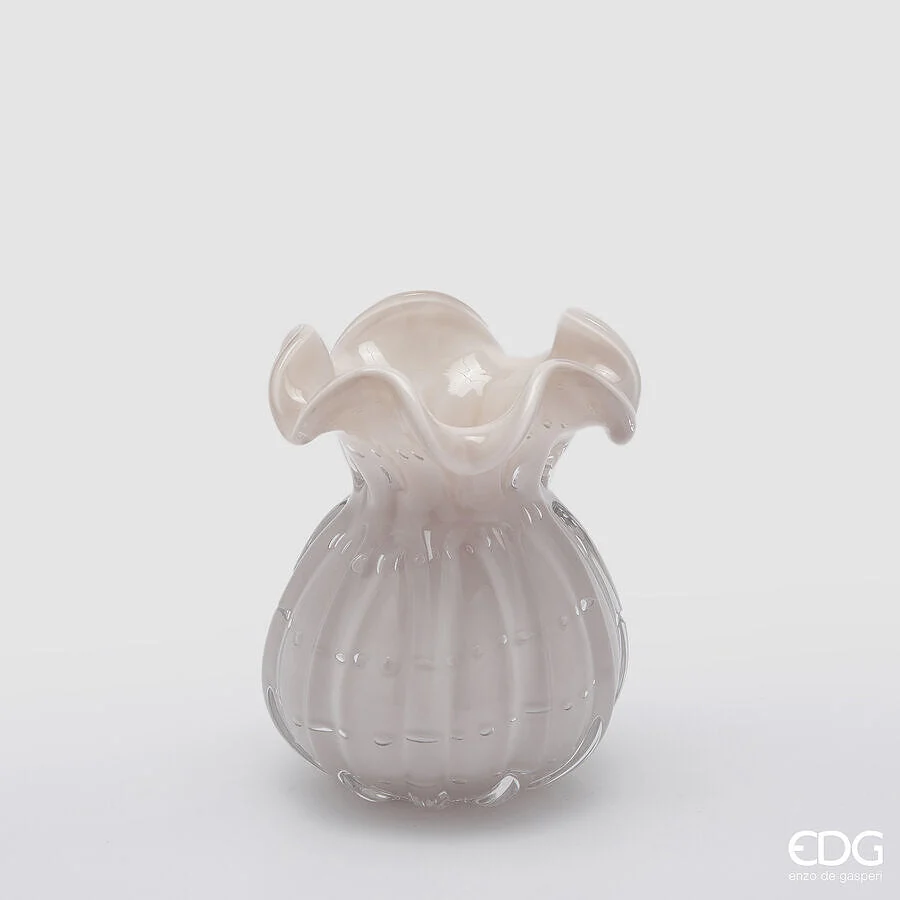 EDG Enzo De Gasperi Vaso Sacchetto H 14 Cm D 11 Cm Vetro Mauve