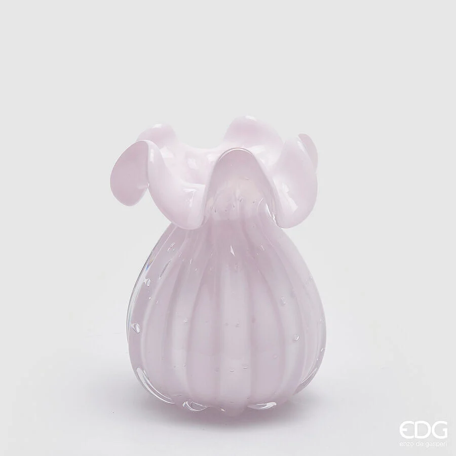 EDG Enzo De Gasperi Vaso Sacchetto H 17 Cm D 13 Cm Vetro Pink