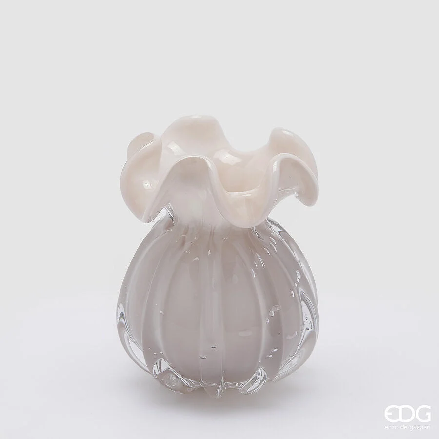 EDG Enzo De Gasperi Vaso Sacchetto H 17 Cm D 13 Cm Vetro Mauve