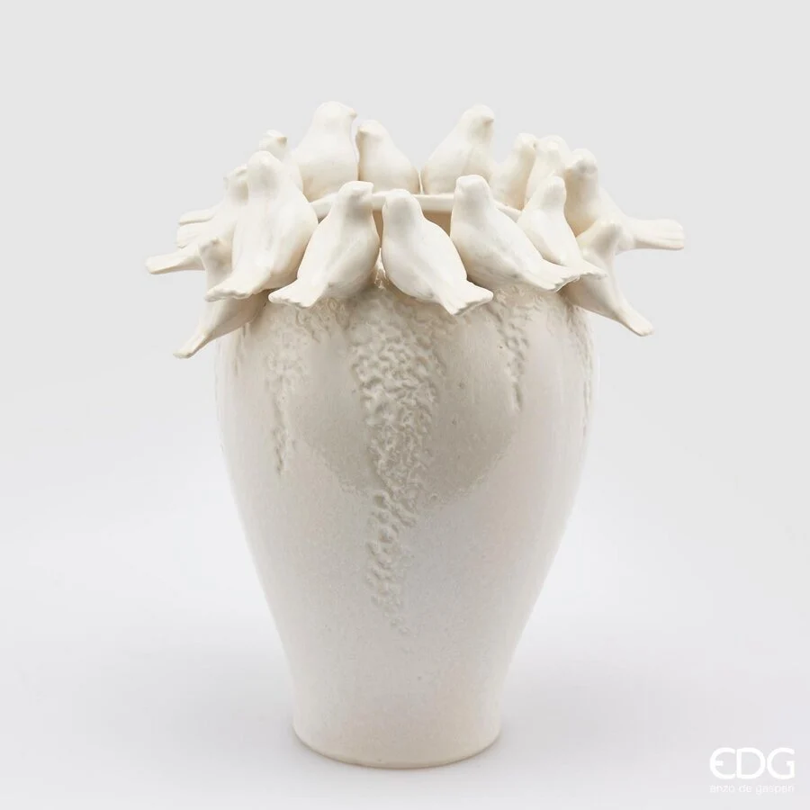 EDG Enzo De Gasperi Vaso Colombe H 33 Cm D 29 Cm Waterproof  White