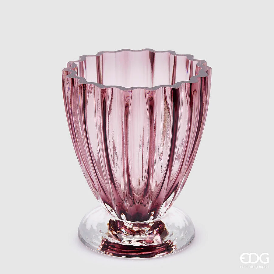 EDG Enzo De Gasperi Vaso Glory H 17,5 Cm D 14 Cm Vetro Antique Pink