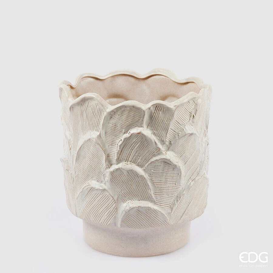 EDG Enzo De Gasperi Vaso Chakra Stucco H 31 Cm D 30 Cm Waterproof Ivory