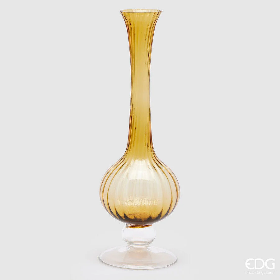 EDG Enzo De Gasperi Vaso Collolungo Righe H 55 Cm D 18 Cm Amber