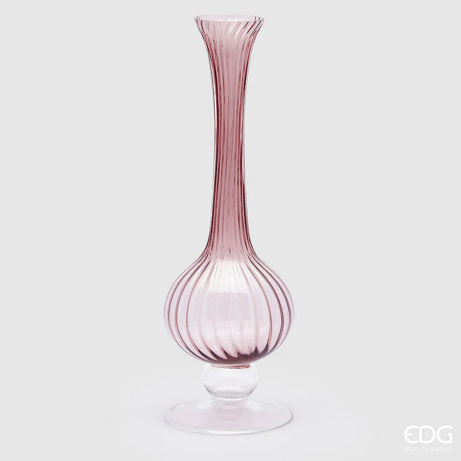 EDG Enzo De Gasperi Vaso Collolungo Righe H 55 Cm D 18 Cm Antique Pink