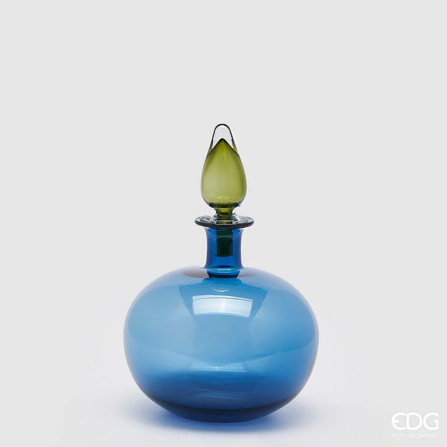 EDG Enzo De Gasperi Vaso con Tappo H 38 Cm D 25 Cm Scatola Bianca con Logo Blue