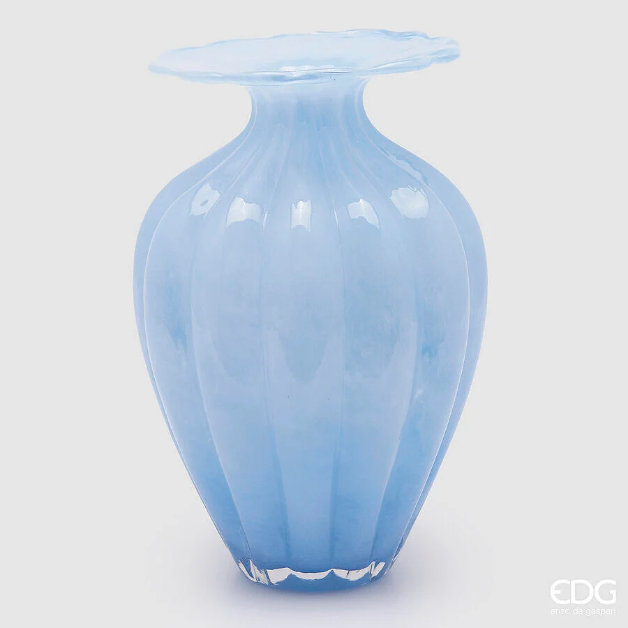 EDG Enzo De Gasperi Vaso Blossom H 31,5 Cm D 21 Cm Vetro Azure