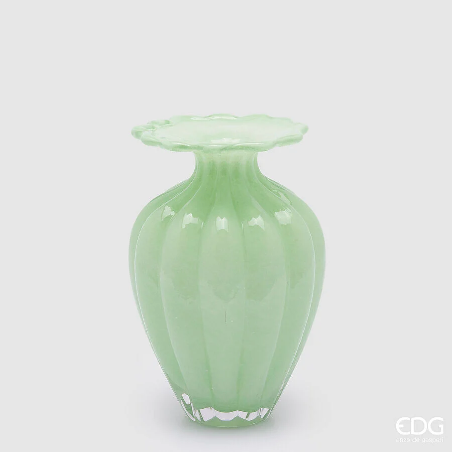 EDG Enzo De Gasperi Vaso Blossom H 24,5 Cm D 16,5 Cm Vetro Light Green